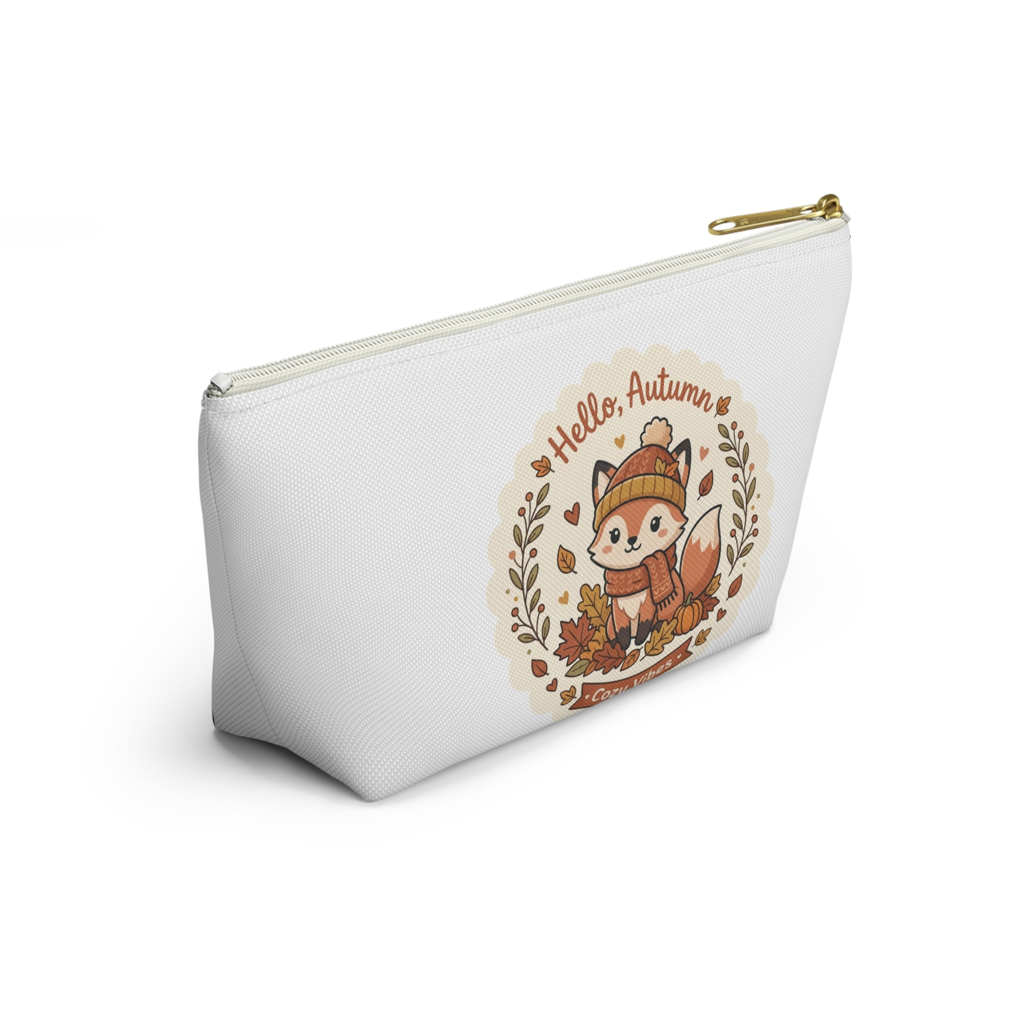 Hello Autumn Fox Accessory Pouch — Cozy Vibes Fall Makeup Bag