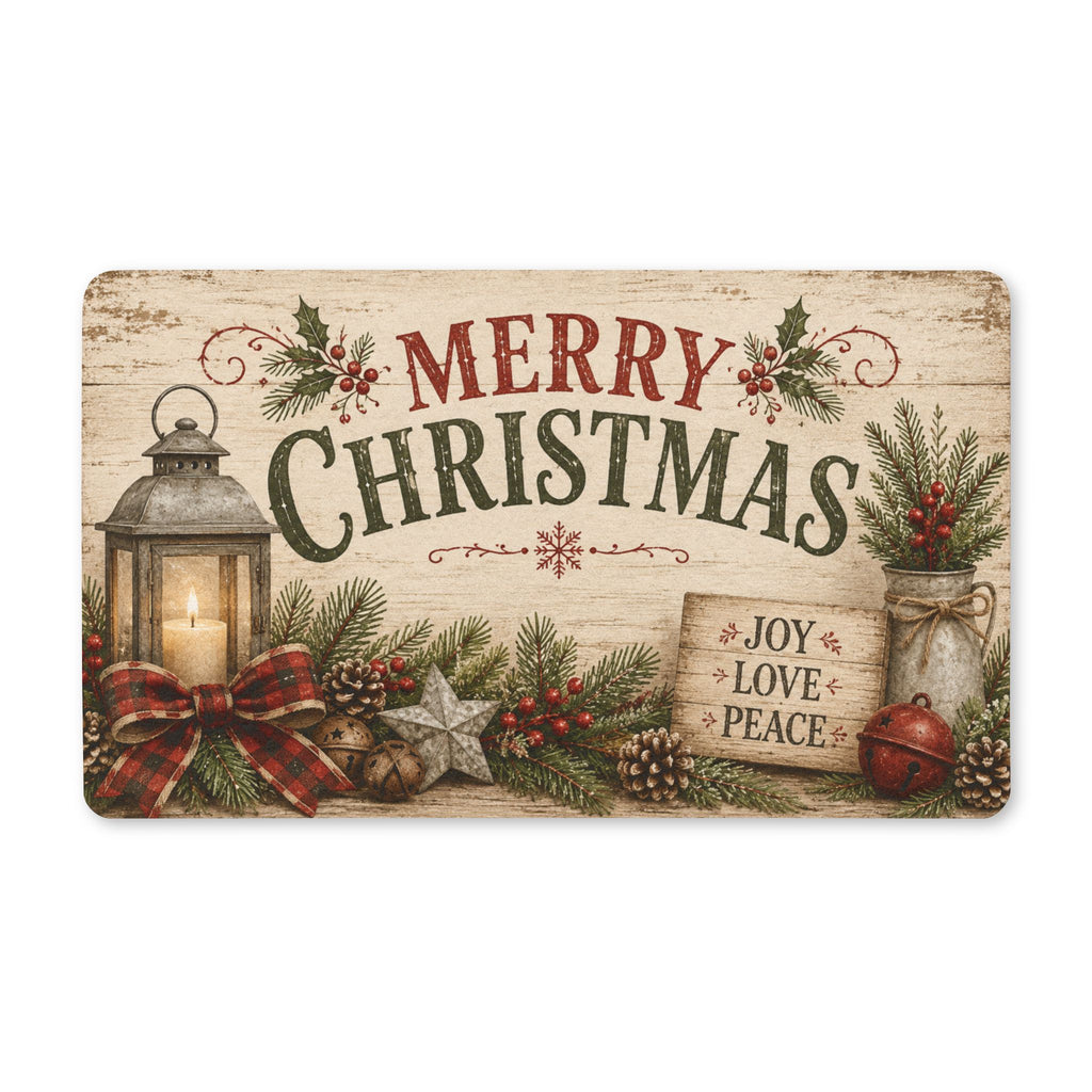 Merry Christmas Doormat — Joy Love Peace Holiday Welcome Mat
