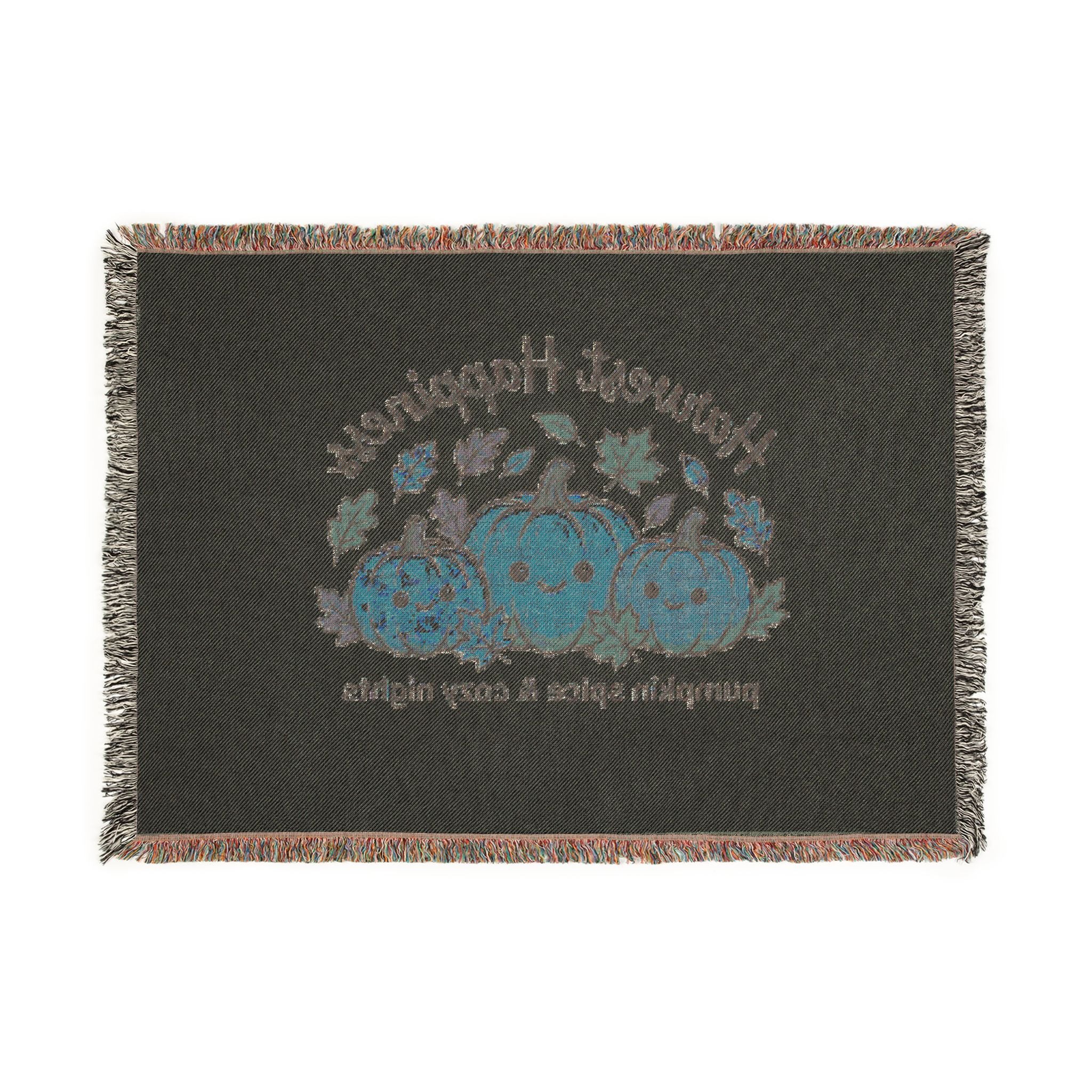 Harvest Happiness Woven Blanket — Pumpkin Spice Cozy Fall Throw