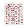 Plush Throw Blanket — Pink & Red Bow Pattern Velveteen Cozy Blanket