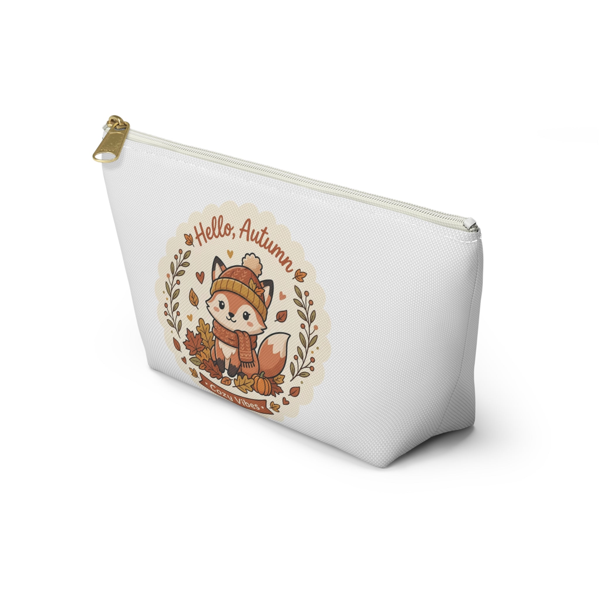 Hello Autumn Fox Accessory Pouch — Cozy Vibes Fall Makeup Bag