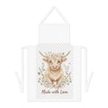 Apron - 'Made with Love' Highland Cow Floral Kitchen Apron