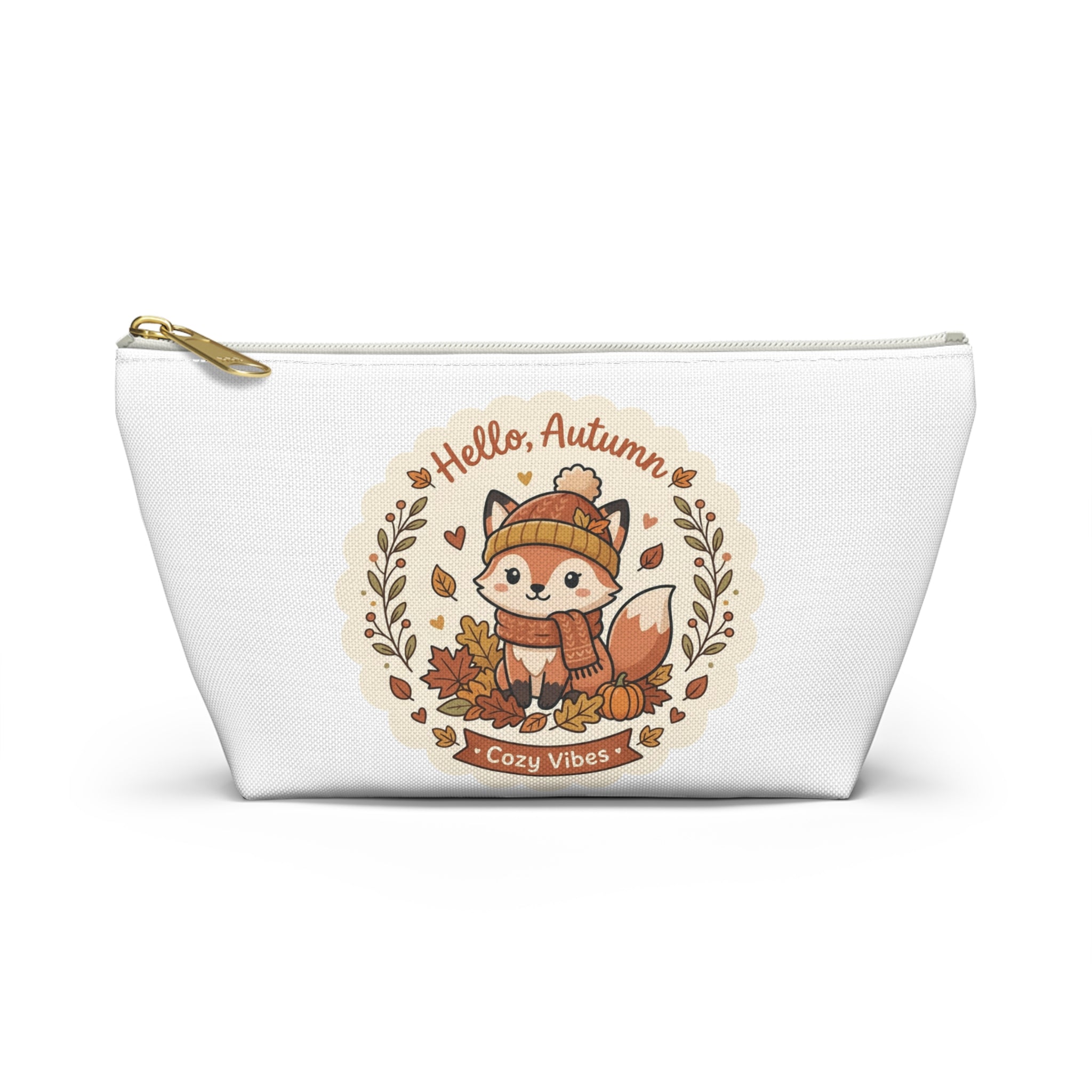 Hello Autumn Fox Accessory Pouch — Cozy Vibes Fall Makeup Bag
