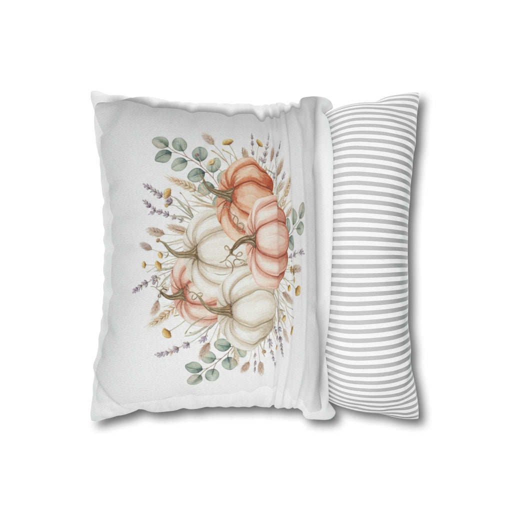 Autumn Watercolor Pumpkin Pillow - Cozy Fall Decorative Square Pillowcase