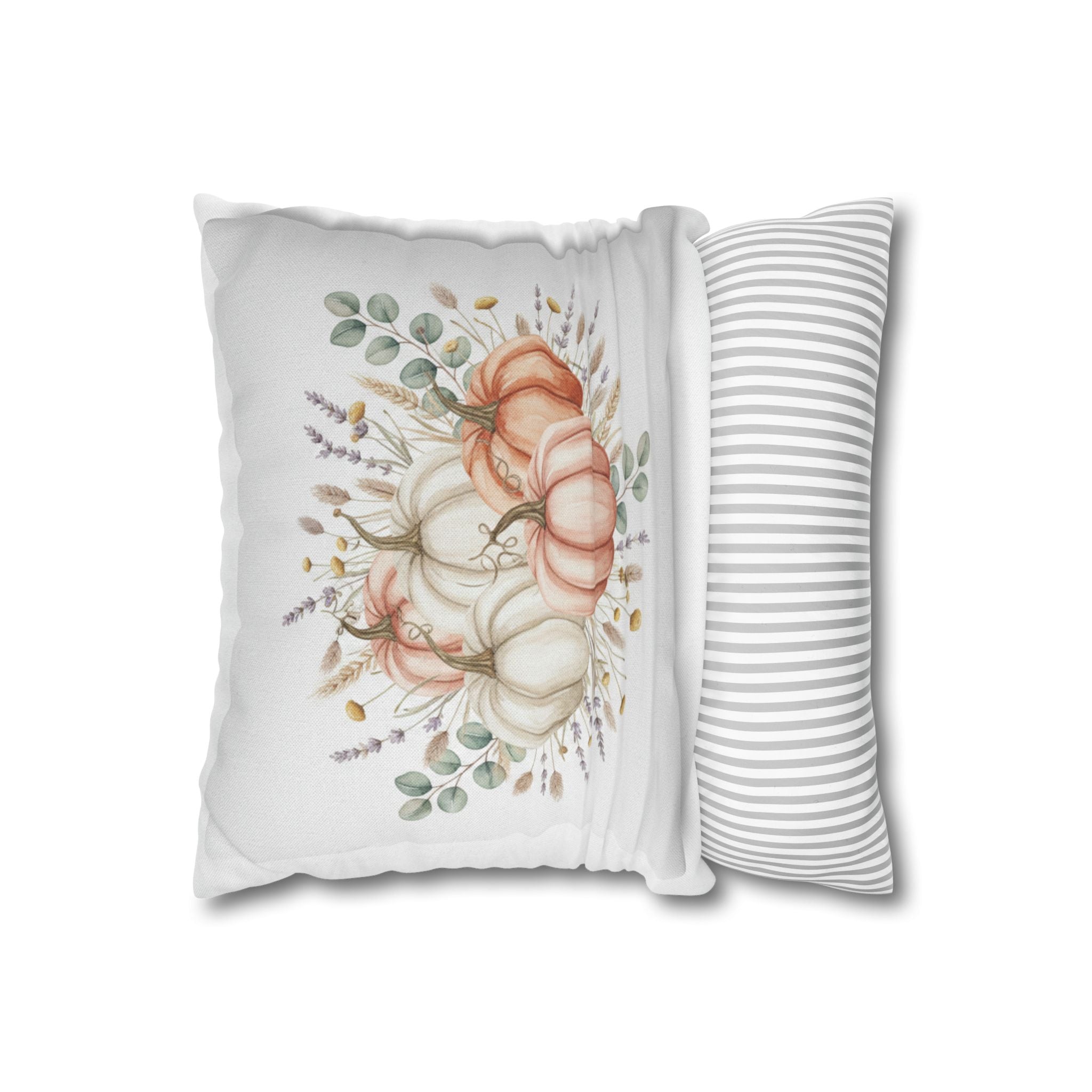 Autumn Watercolor Pumpkin Pillow - Cozy Fall Decorative Square Pillowcase