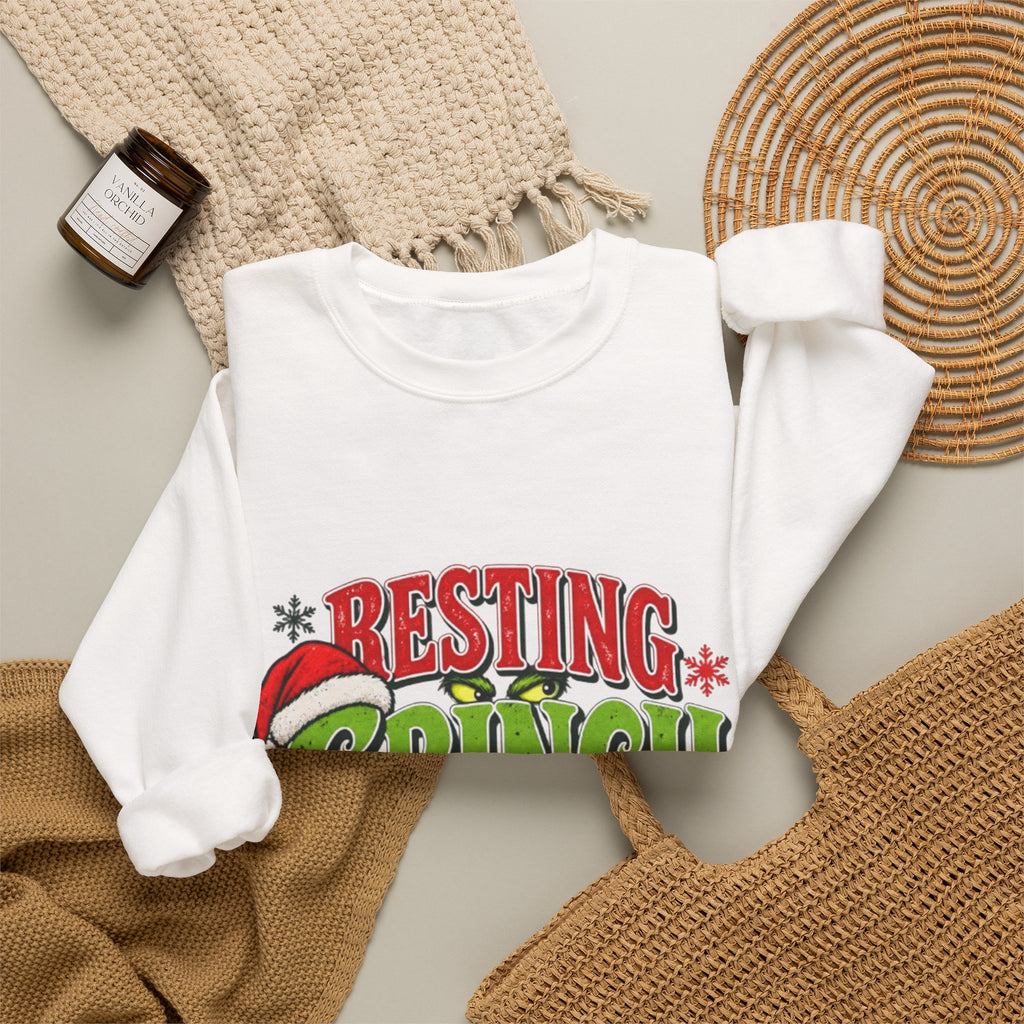 Crewneck Sweatshirt — "Resting Grinch Face" Christmas Graphic