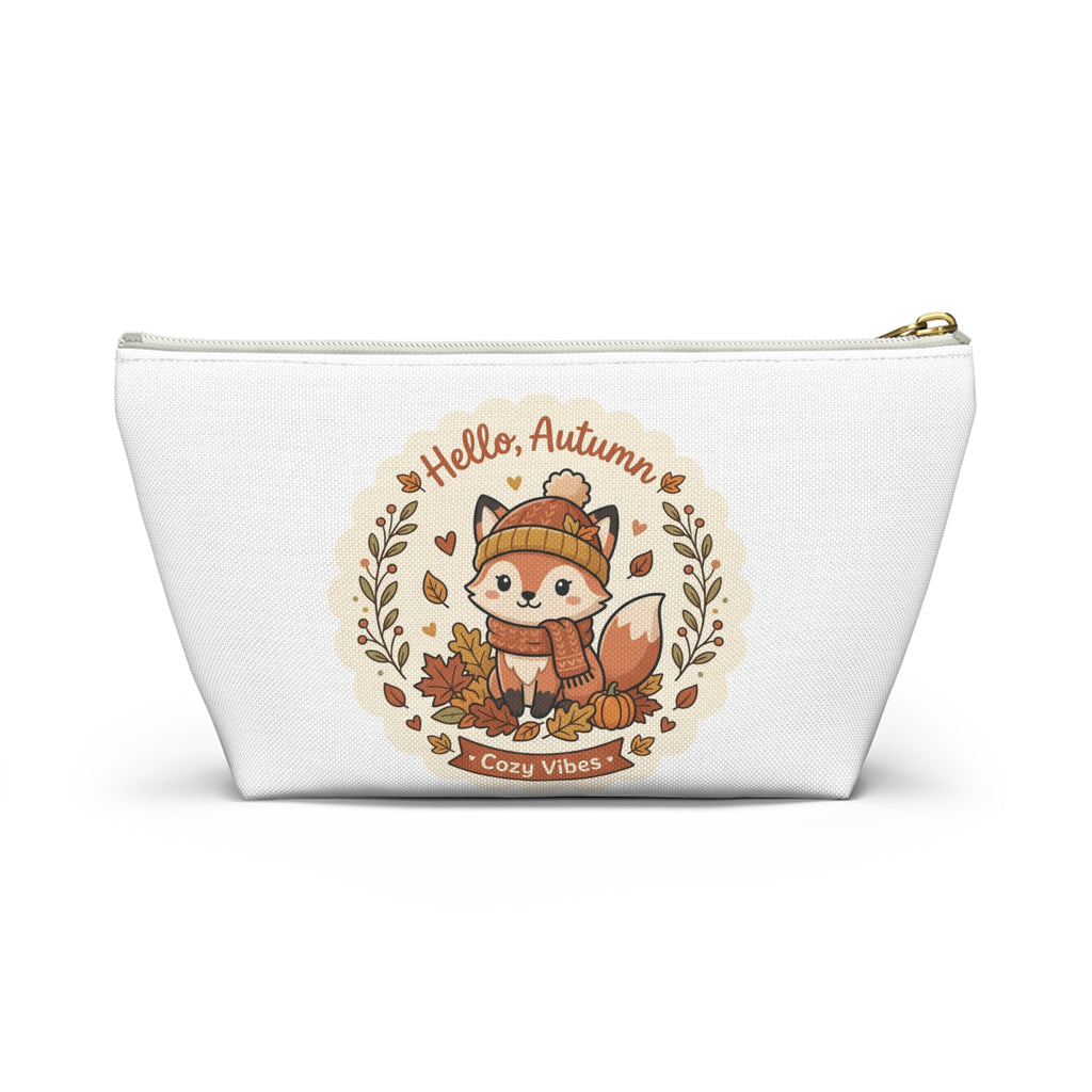 Hello Autumn Fox Accessory Pouch — Cozy Vibes Fall Makeup Bag