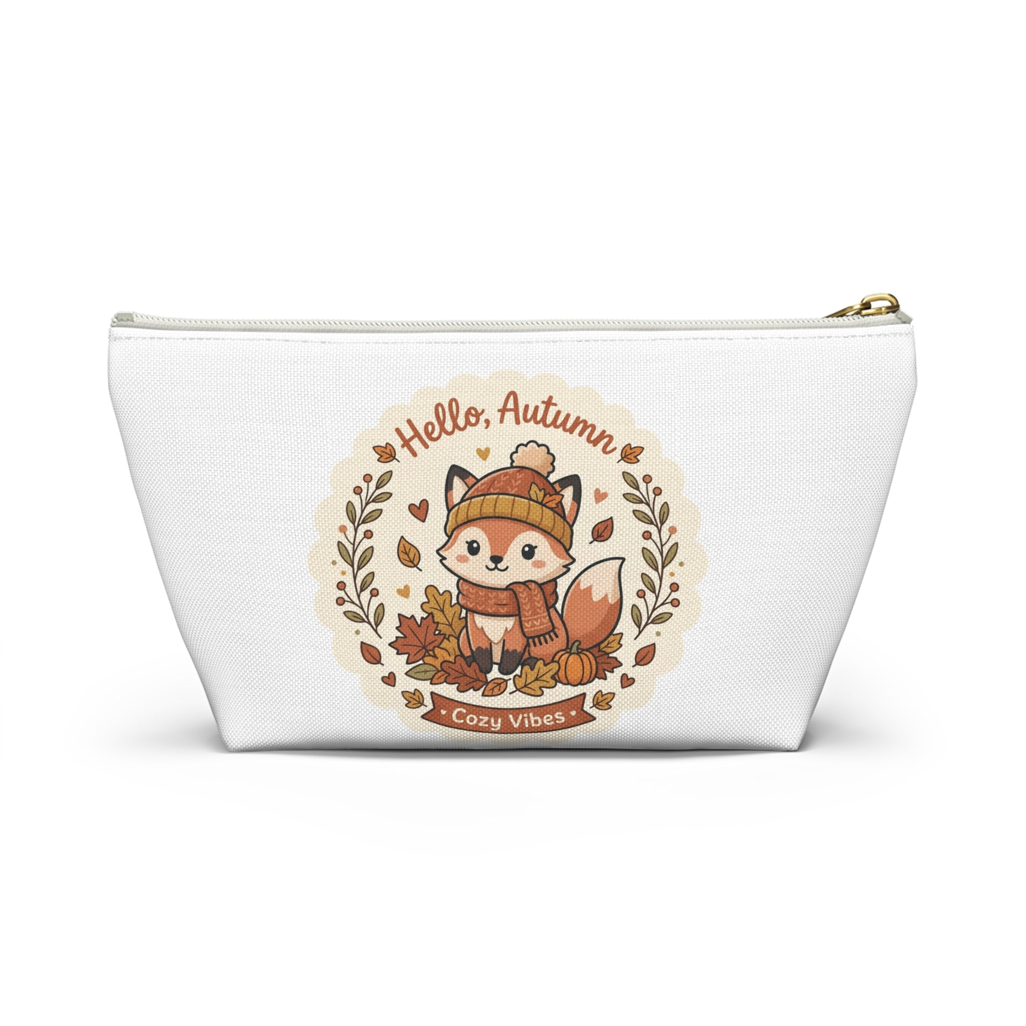 Hello Autumn Fox Accessory Pouch — Cozy Vibes Fall Makeup Bag
