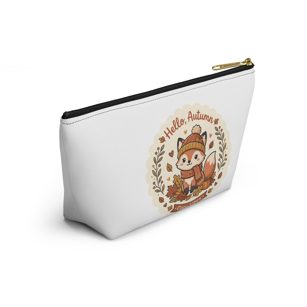 Hello Autumn Fox Accessory Pouch — Cozy Vibes Fall Makeup Bag
