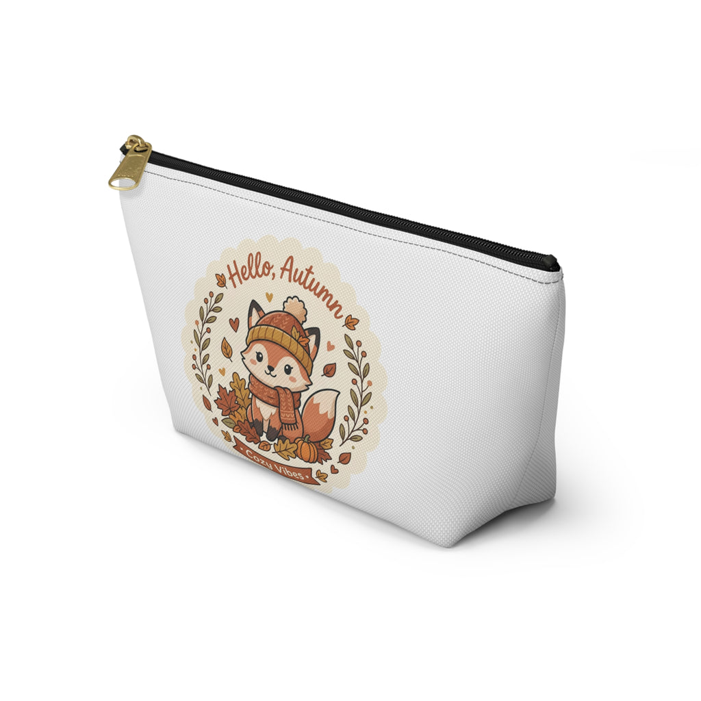 Hello Autumn Fox Accessory Pouch — Cozy Vibes Fall Makeup Bag