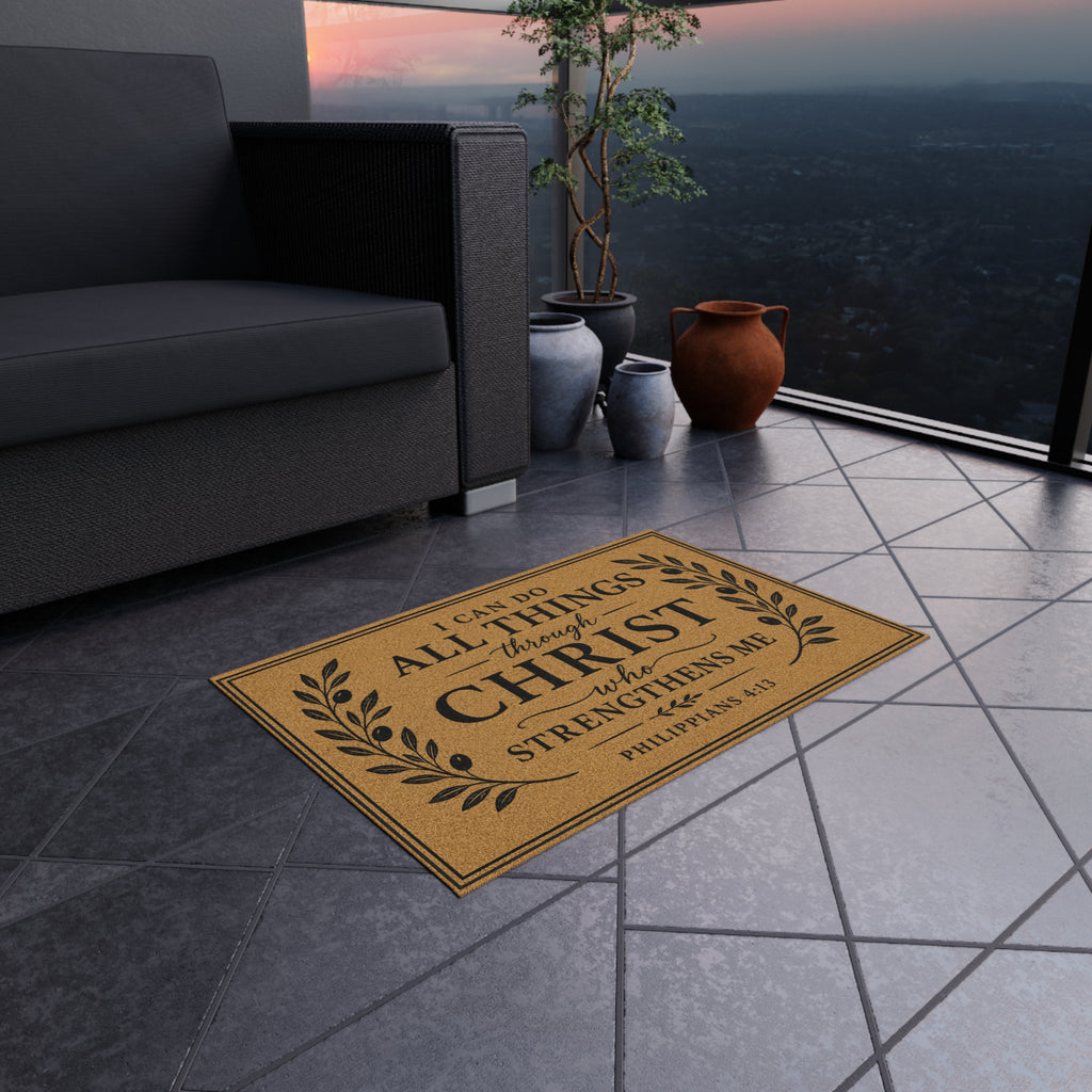 Outdoor Rug — "I Can Do All Things Through Christ" Doormat (Philippians 4:13)