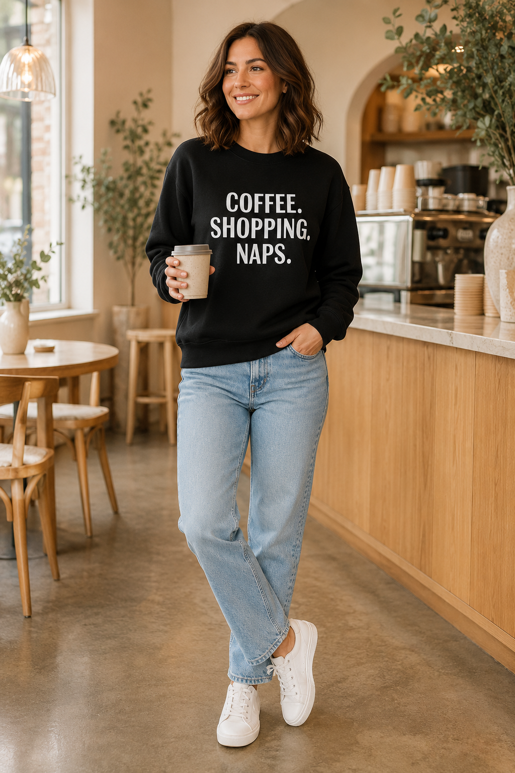 Coffee. Shopping. Naps. Graphic Sweatshirt