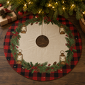 Plaid Lantern Wreath Christmas Tree Skirt — Rustic Holiday Tree Skirt