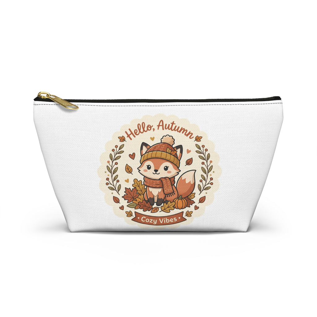 Hello Autumn Fox Accessory Pouch — Cozy Vibes Fall Makeup Bag