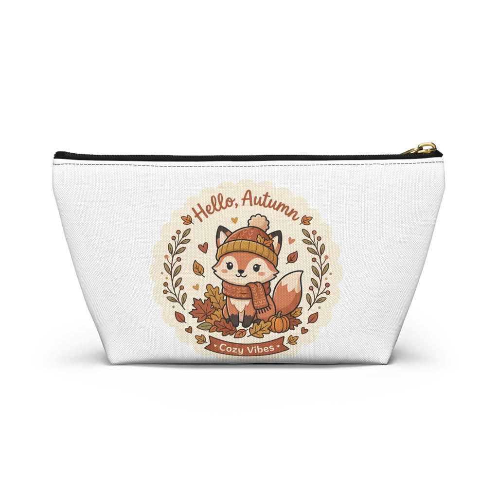 Hello Autumn Fox Accessory Pouch — Cozy Vibes Fall Makeup Bag