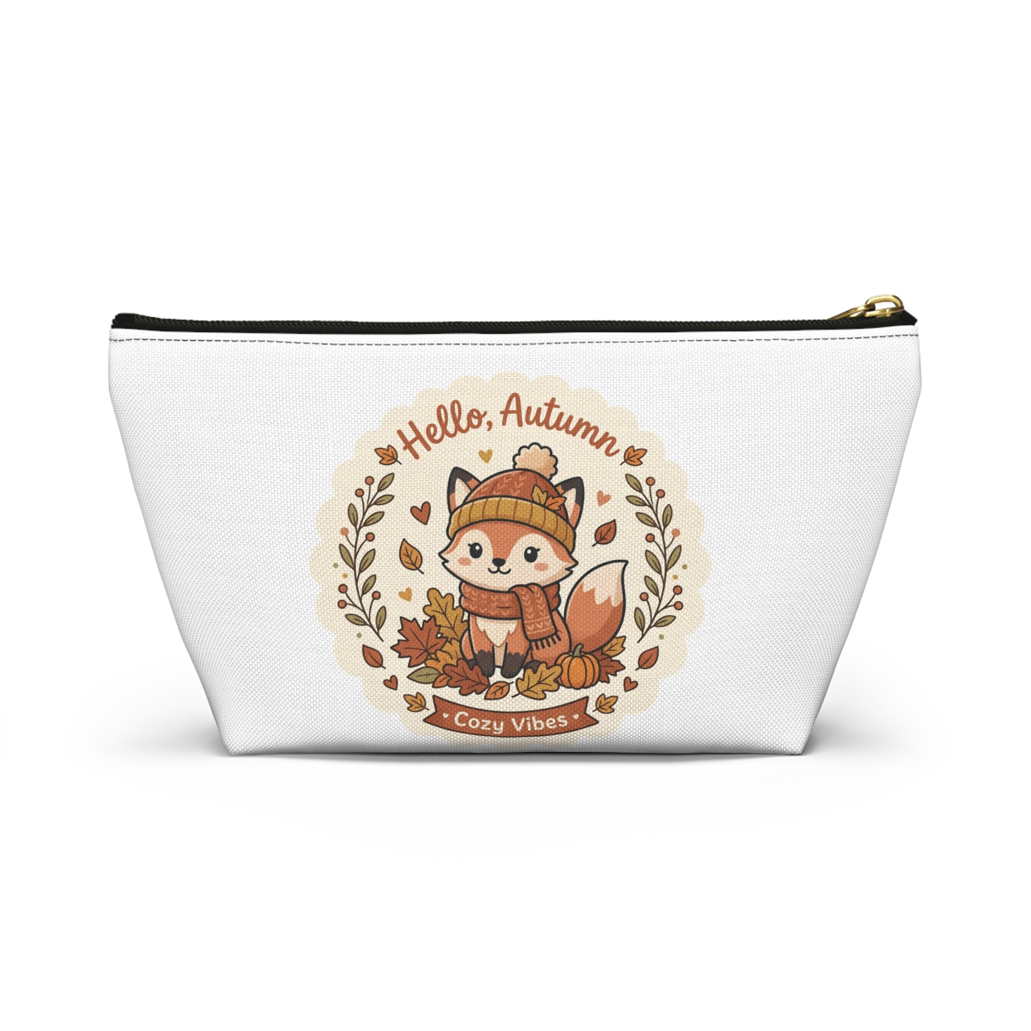 Hello Autumn Fox Accessory Pouch — Cozy Vibes Fall Makeup Bag
