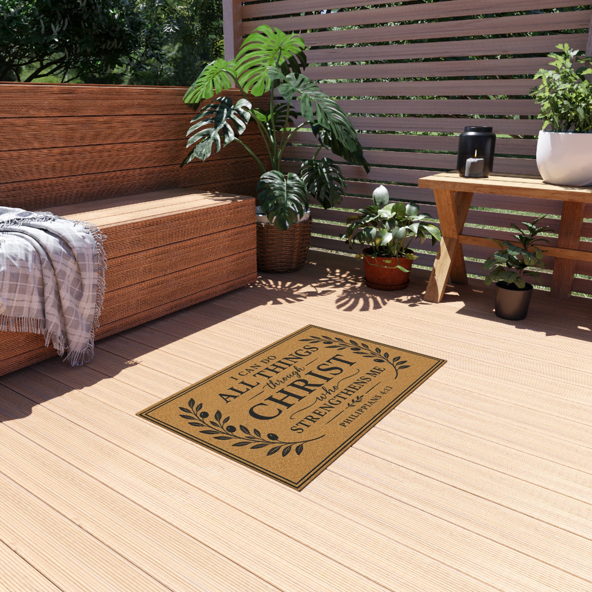 Outdoor Rug — "I Can Do All Things Through Christ" Doormat (Philippians 4:13)