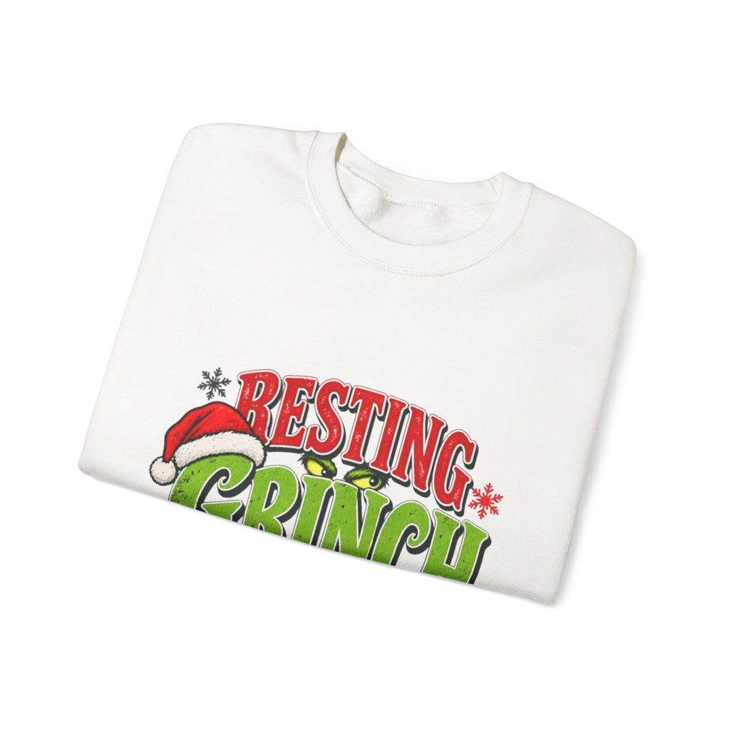 Crewneck Sweatshirt — "Resting Grinch Face" Christmas Graphic