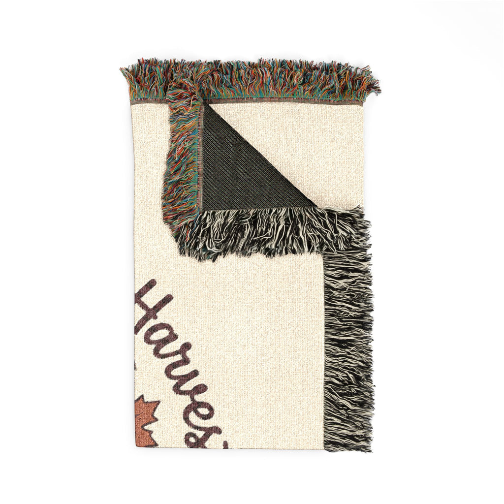 Harvest Happiness Woven Blanket — Pumpkin Spice Cozy Fall Throw