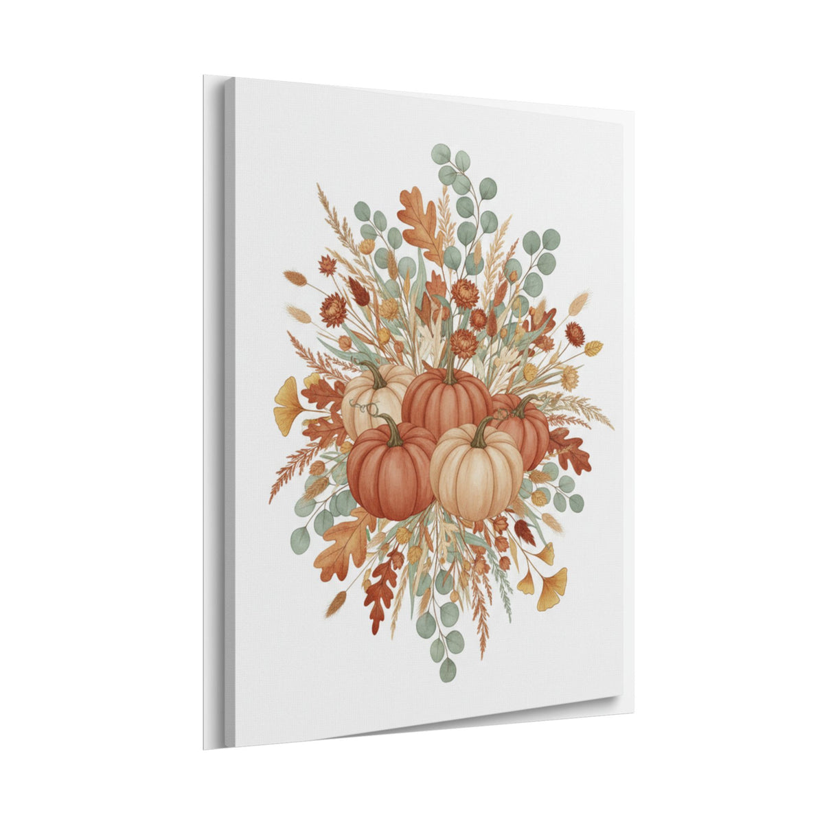 Fall Botanical Canvas Print | Cottagecore Pumpkin Wall Art | Farmhouse Home Decor | Autumn Canvas