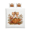 Fall Pumpkin Cotton Bed Set — Autumn Plaid Bow Duvet Cover & Pillowcases