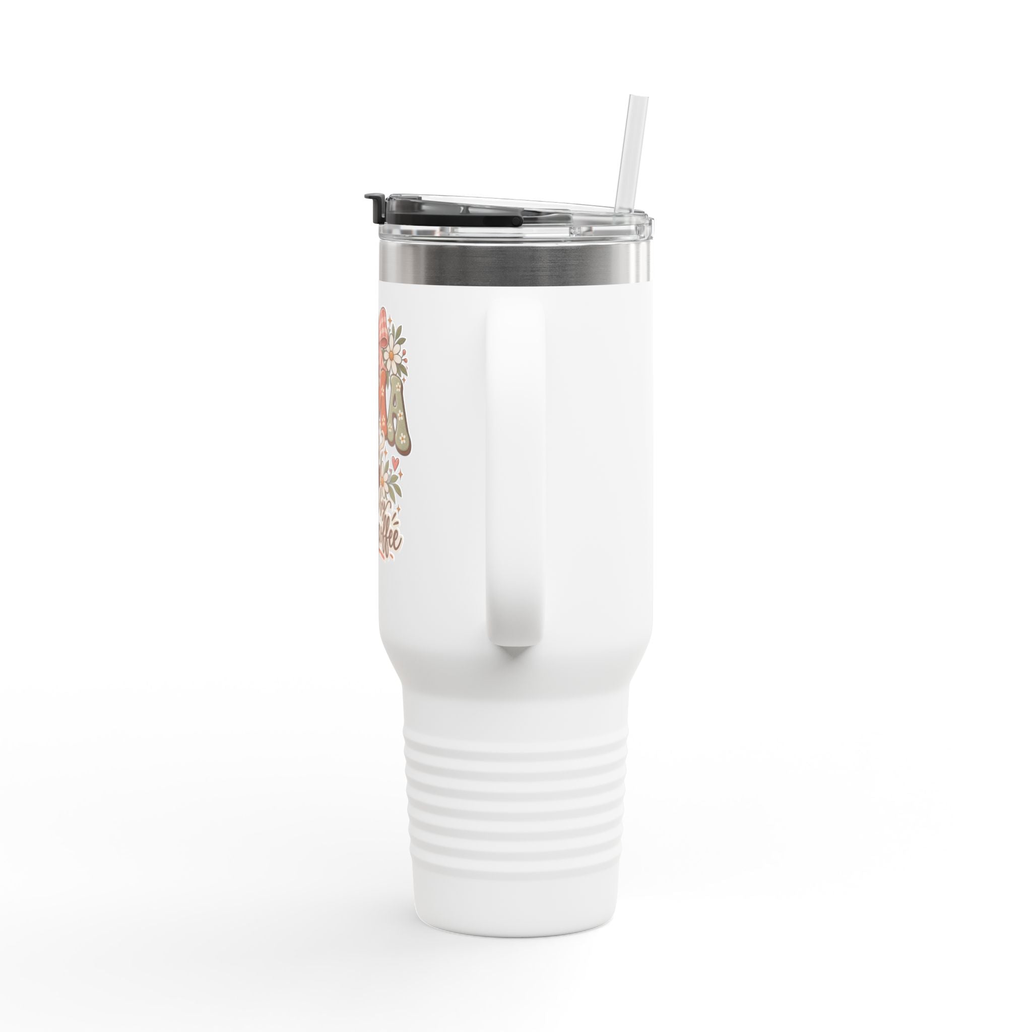 Mama Floral 40oz Insulated Travel Mug — "Fueled by Love & Coffee"