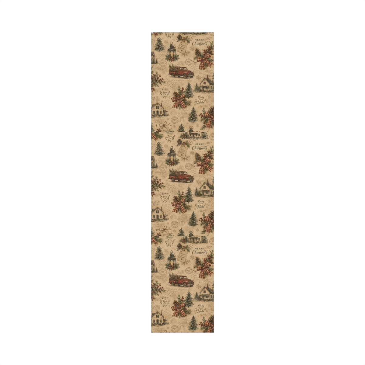 Rustic Vintage Christmas Gift Wrap Paper – Retro Truck & Tree Kraft Wrapping Roll