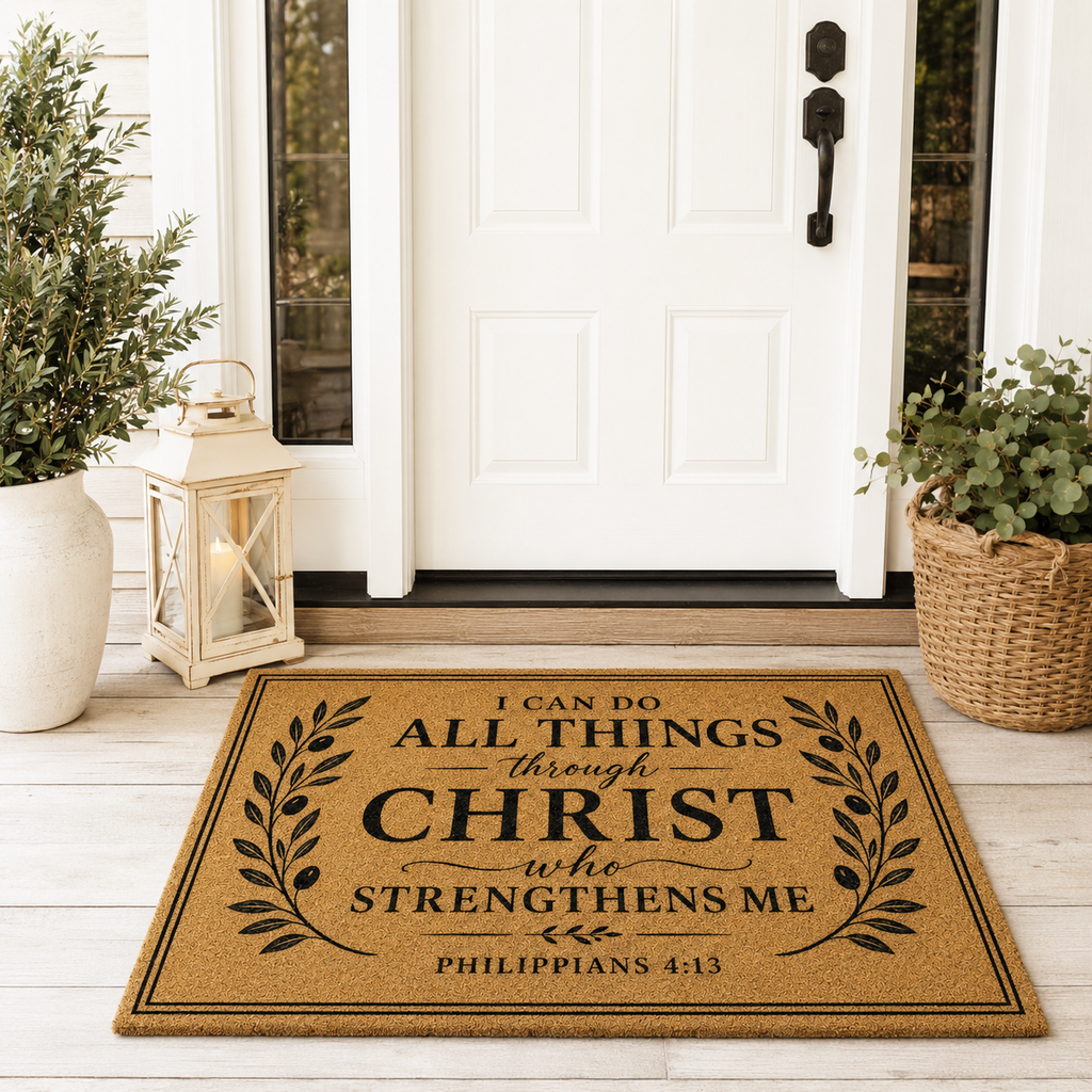 Outdoor Rug — "I Can Do All Things Through Christ" Doormat (Philippians 4:13)