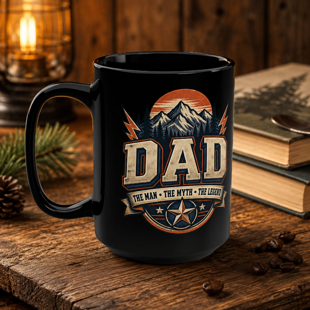 Dad: Rock Legend Black 15oz Coffee Mug