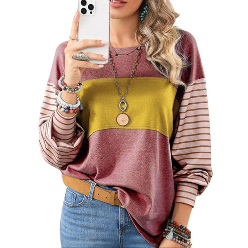 Striped Color Block Pullover Top