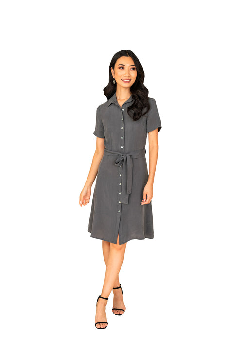 Belted Button-Down Shirt Dress