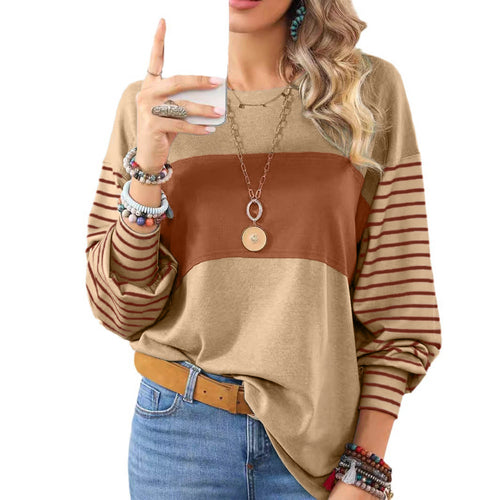 Striped Color Block Pullover Top